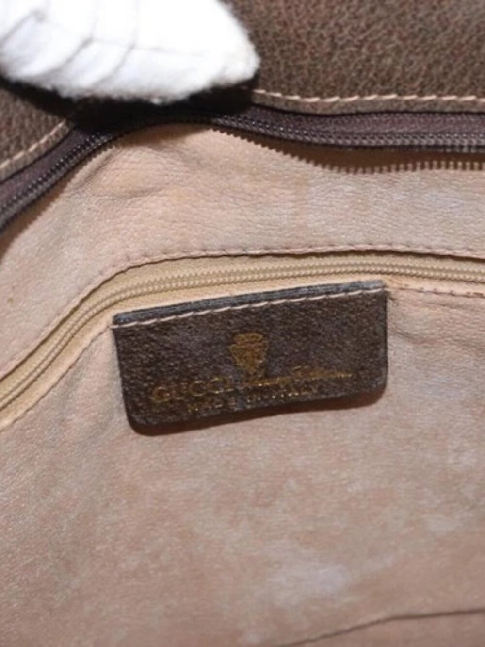 GUCCI GG Supreme Web Sherry Line Tote Bag PVC Beige Gold 010 378 Auth ki6347 - Picture 13 of 16